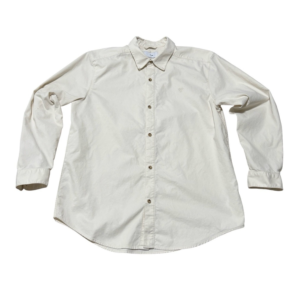 Aritzia TNA 100% Cotton Corduroy Button Down Shirt Beige Size Large 23x30
